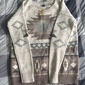 American Eagle Outfitters Gray and Brown Sweater